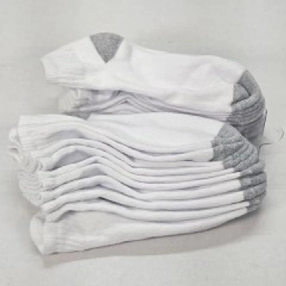 Kids White Ankle Socks with Grey Toe and Heel Pack of 10 Shoe‎ Size 4-9